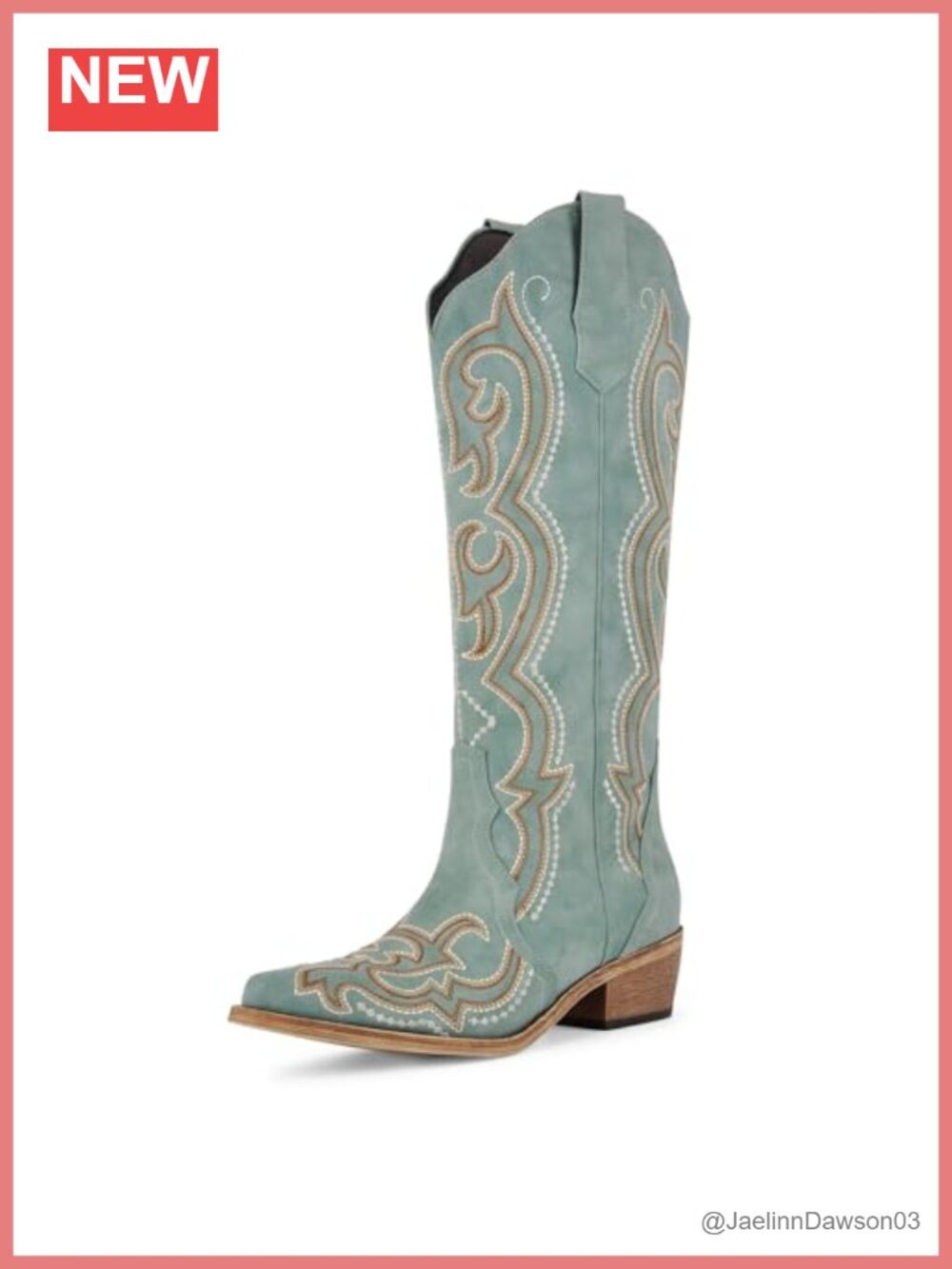 Women's Knee High Cowboy Boots Faux Suede Snip Toe Chunky Heel